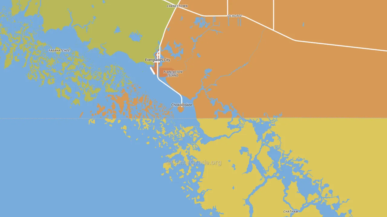 Chokoloskee, FL Map of Theft Rates