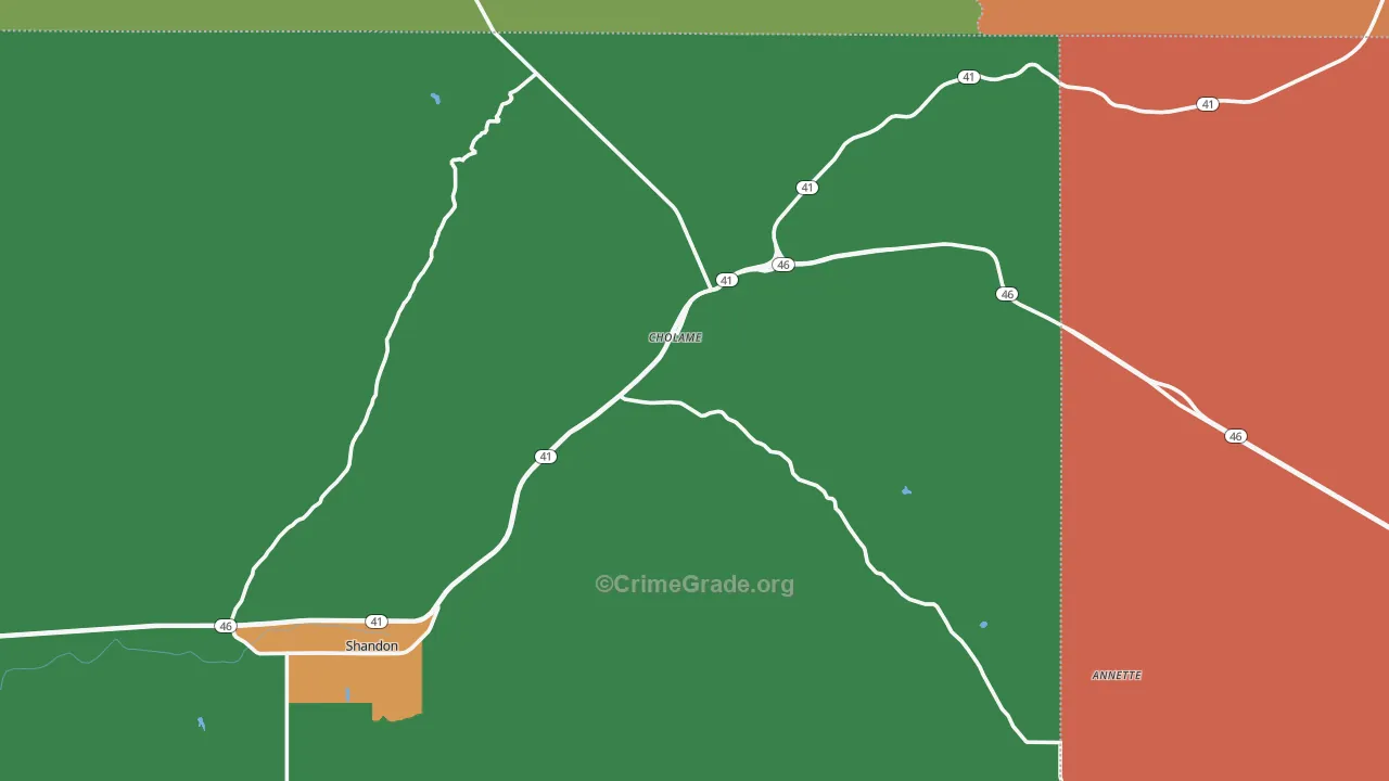Cholame, CA Map of Theft Rates