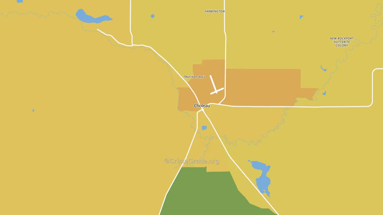 Choteau, MT Map of Theft Rates
