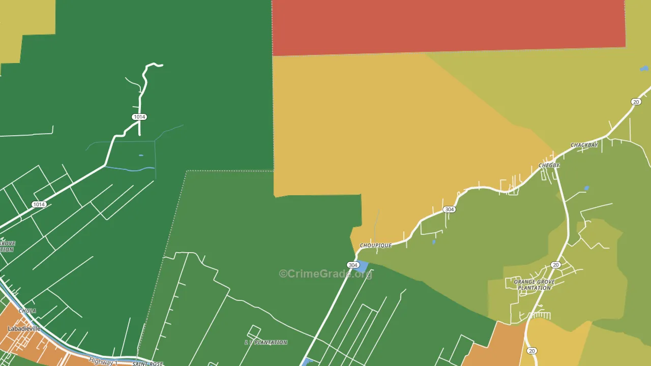 Choupique, LA Map of Theft Rates