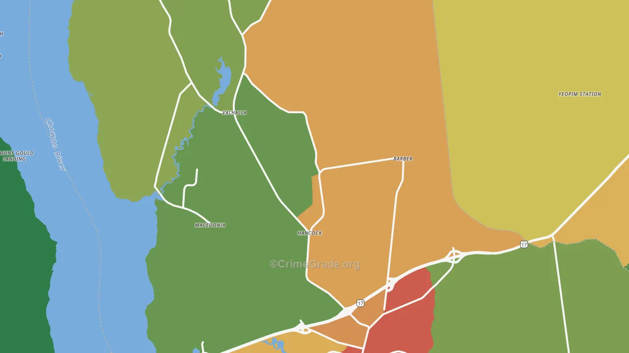 Chowan County, NC Map of Theft Rates