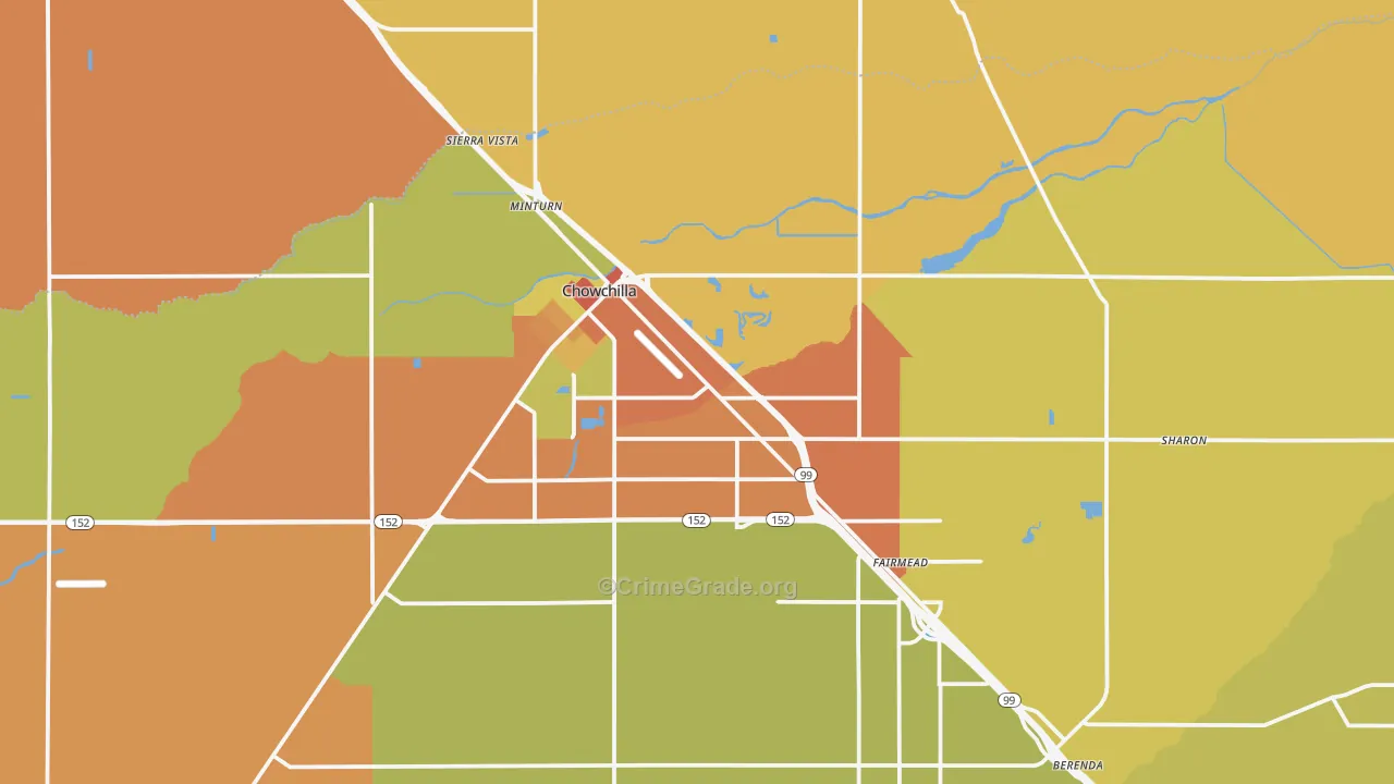 Chowchilla, CA Map of Theft Rates