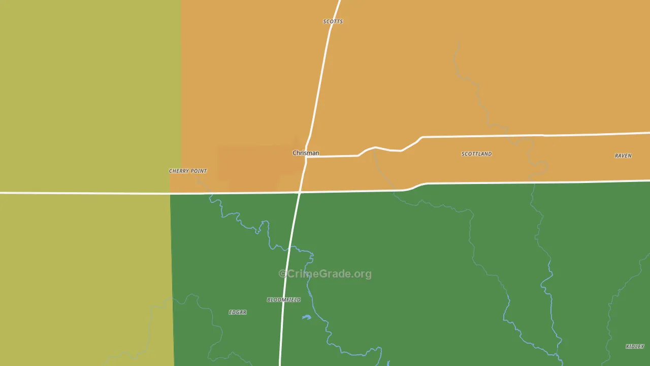 Chrisman, IL Map of Theft Rates