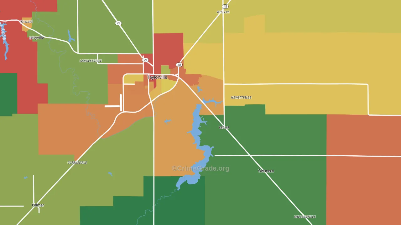 Christian County, IL Map of Theft Rates