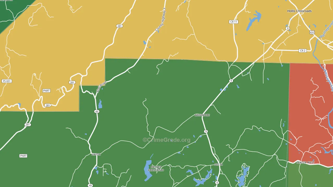 Christiana, AL Map of Theft Rates