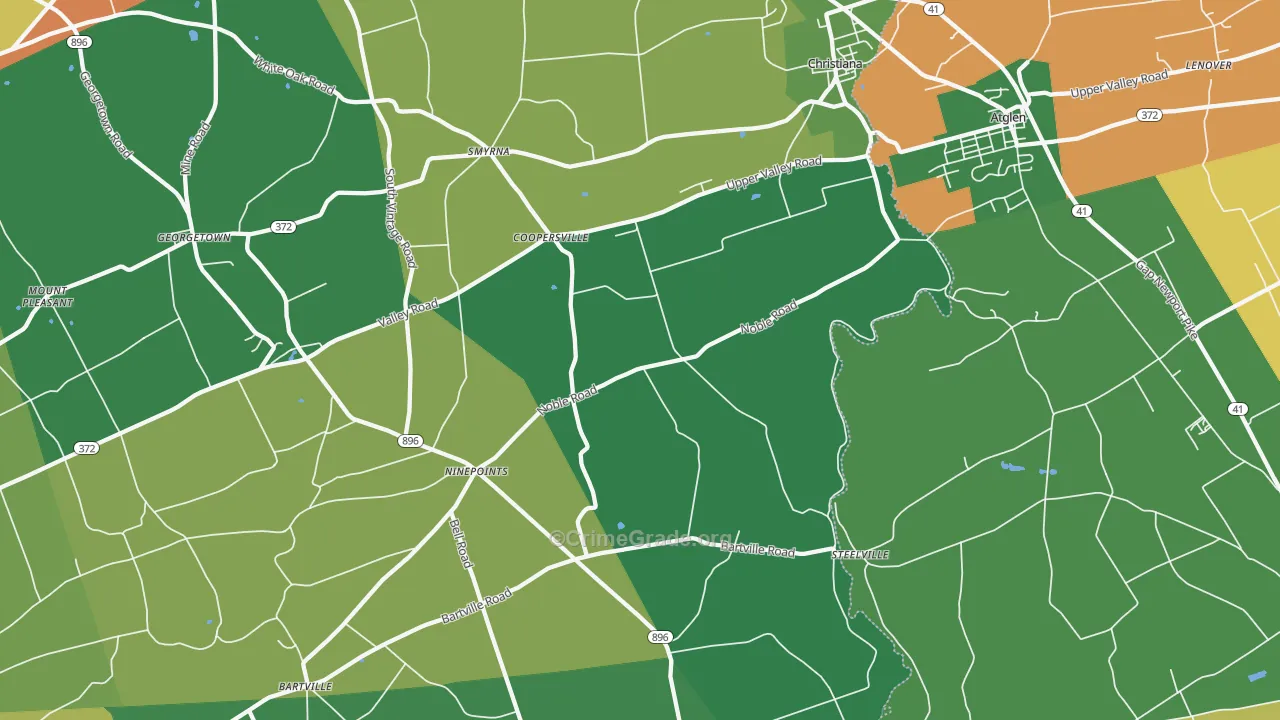 Christiana, PA Map of Theft Rates