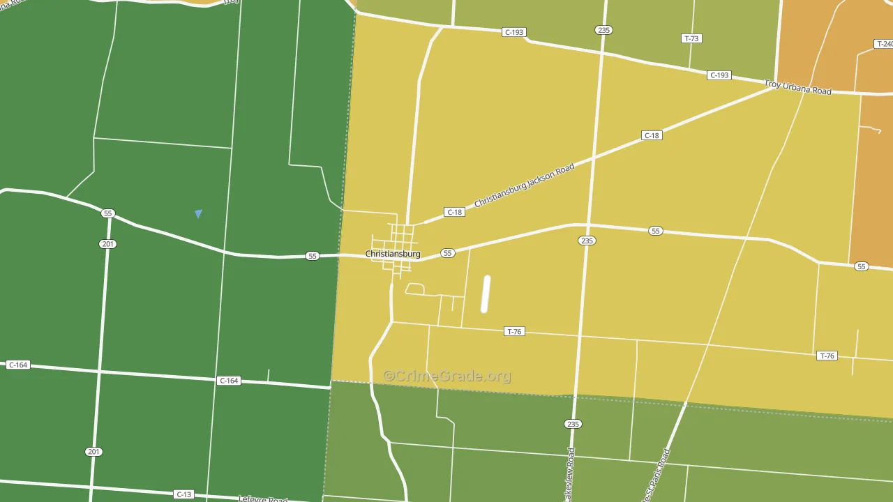 Christiansburg, OH Map of Theft Rates