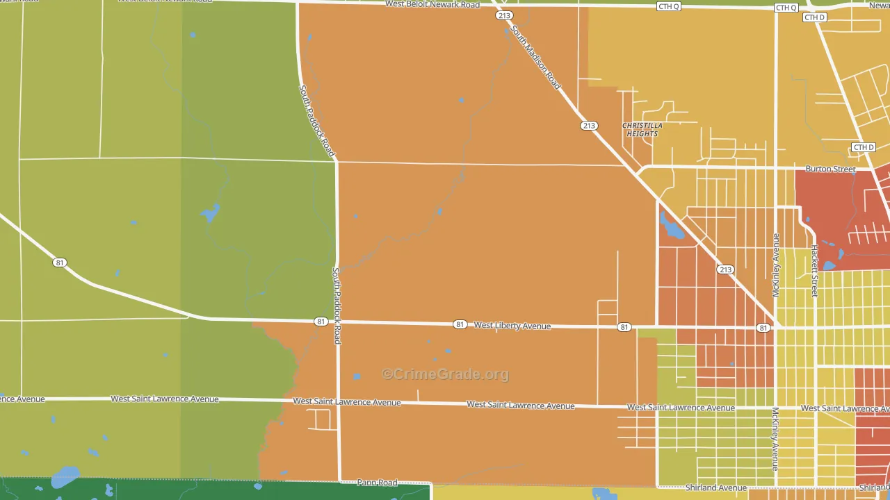Christilla Heights, WI Map of Theft Rates