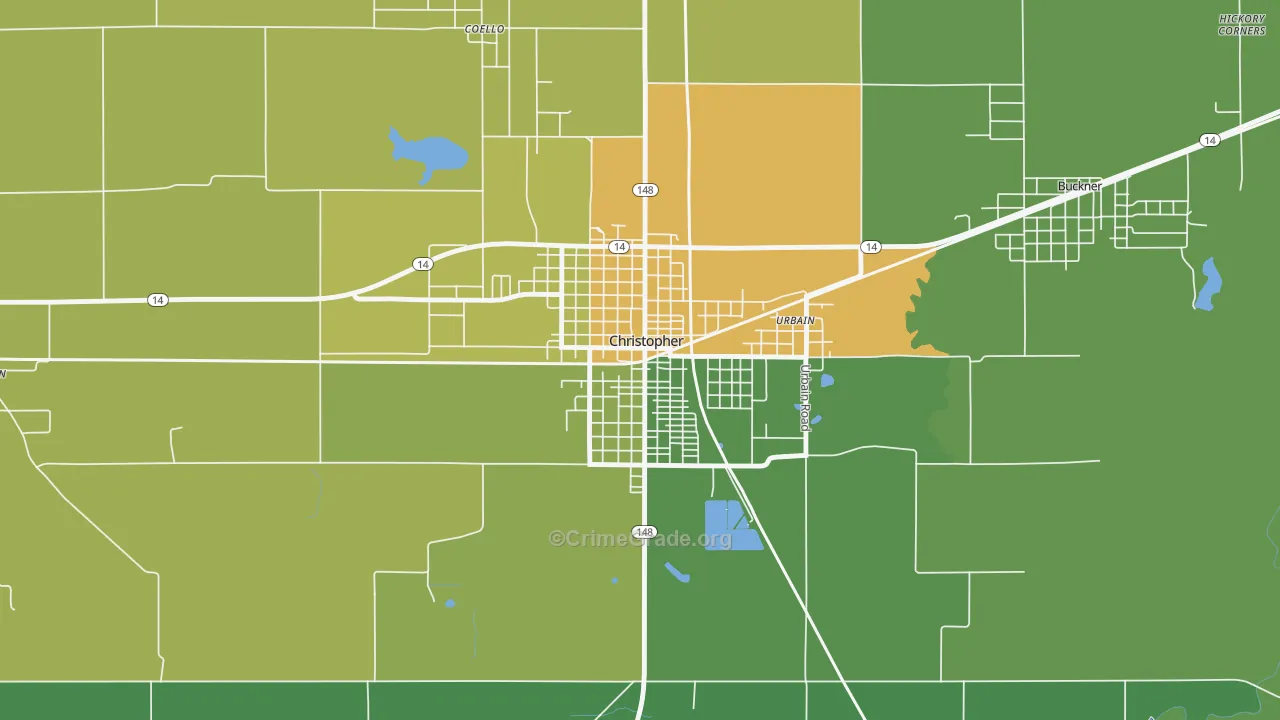 Christopher, IL Map of Theft Rates