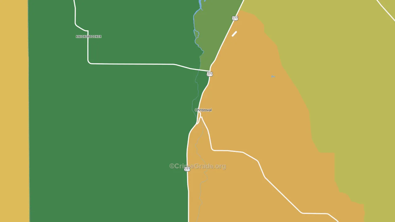 Christoval, TX Map of Theft Rates