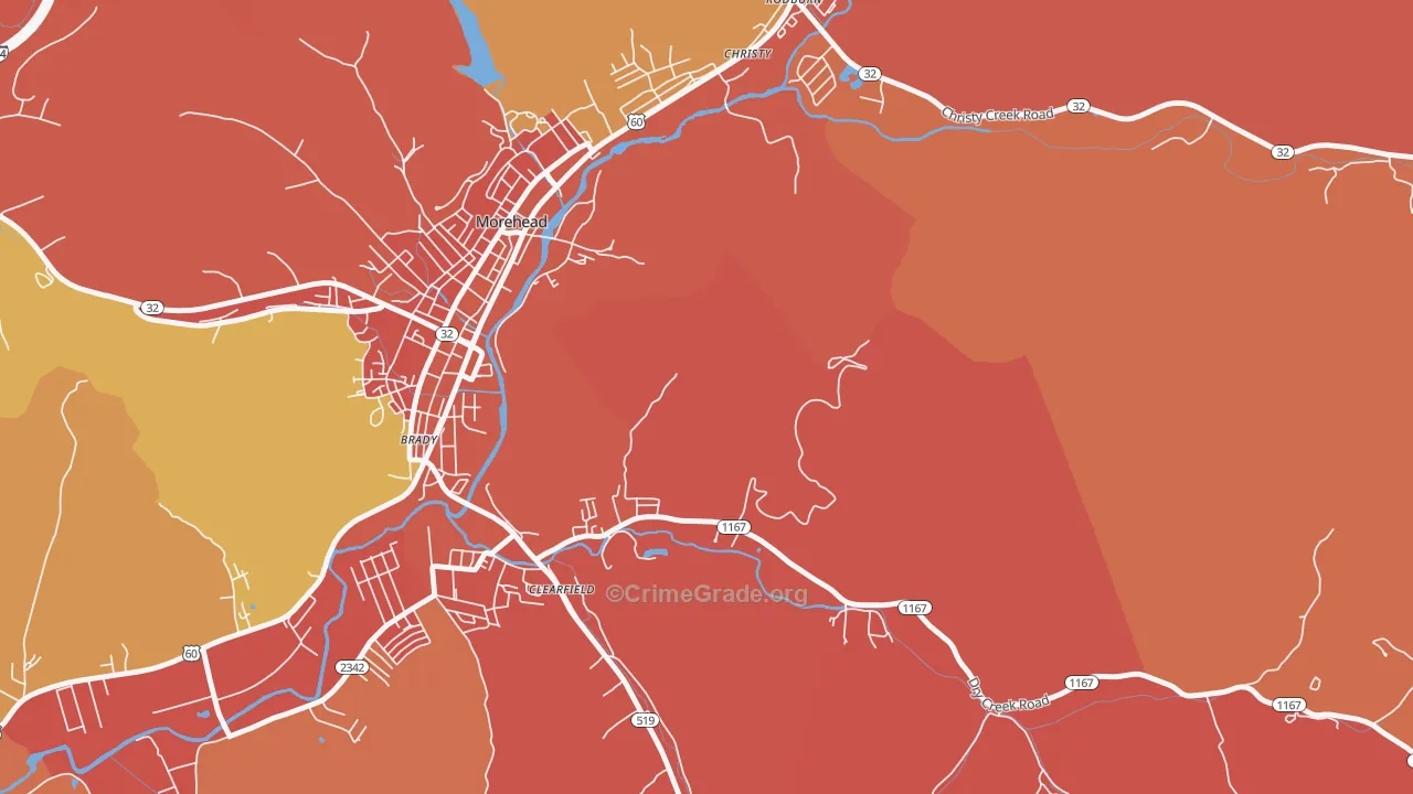Christy, KY Map of Theft Rates