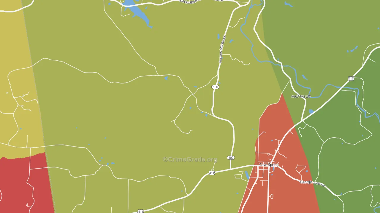 Chubbtown, GA Map of Theft Rates