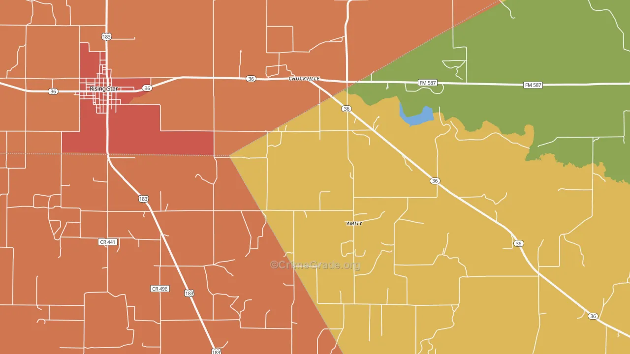 Chuckville, TX Map of Theft Rates
