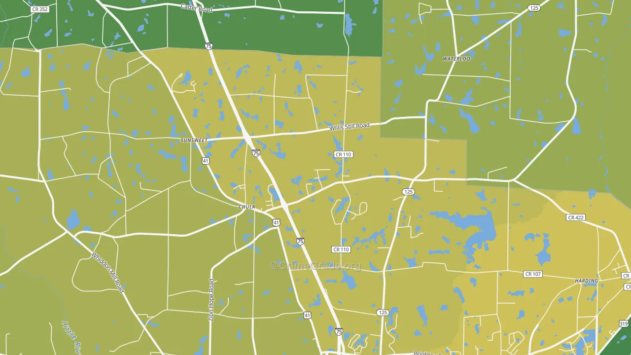 Chula, GA Map of Theft Rates