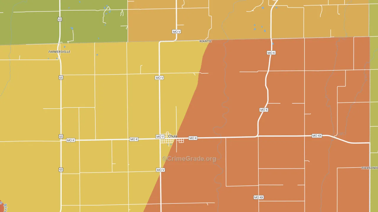 Chula, MO Map of Theft Rates