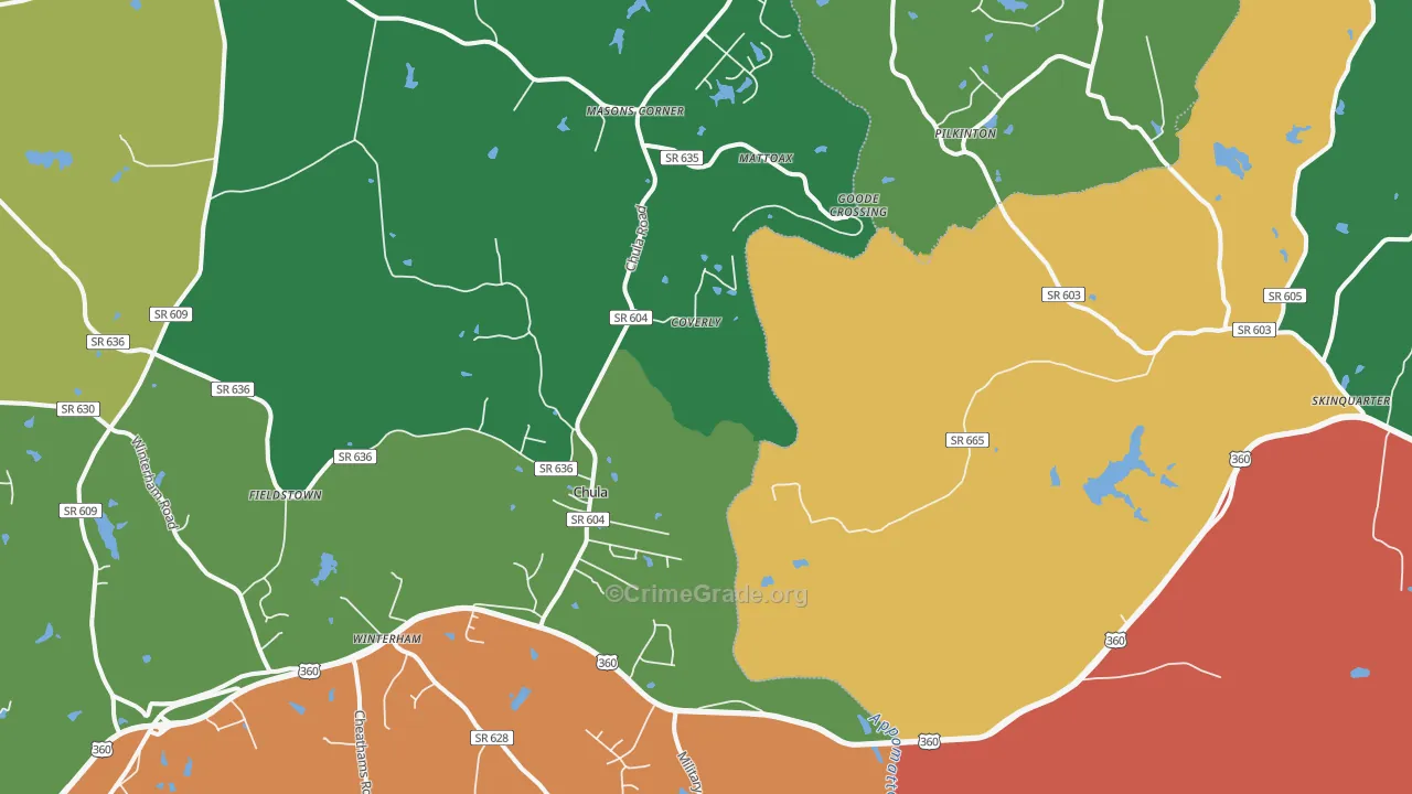 Chula, VA Map of Theft Rates