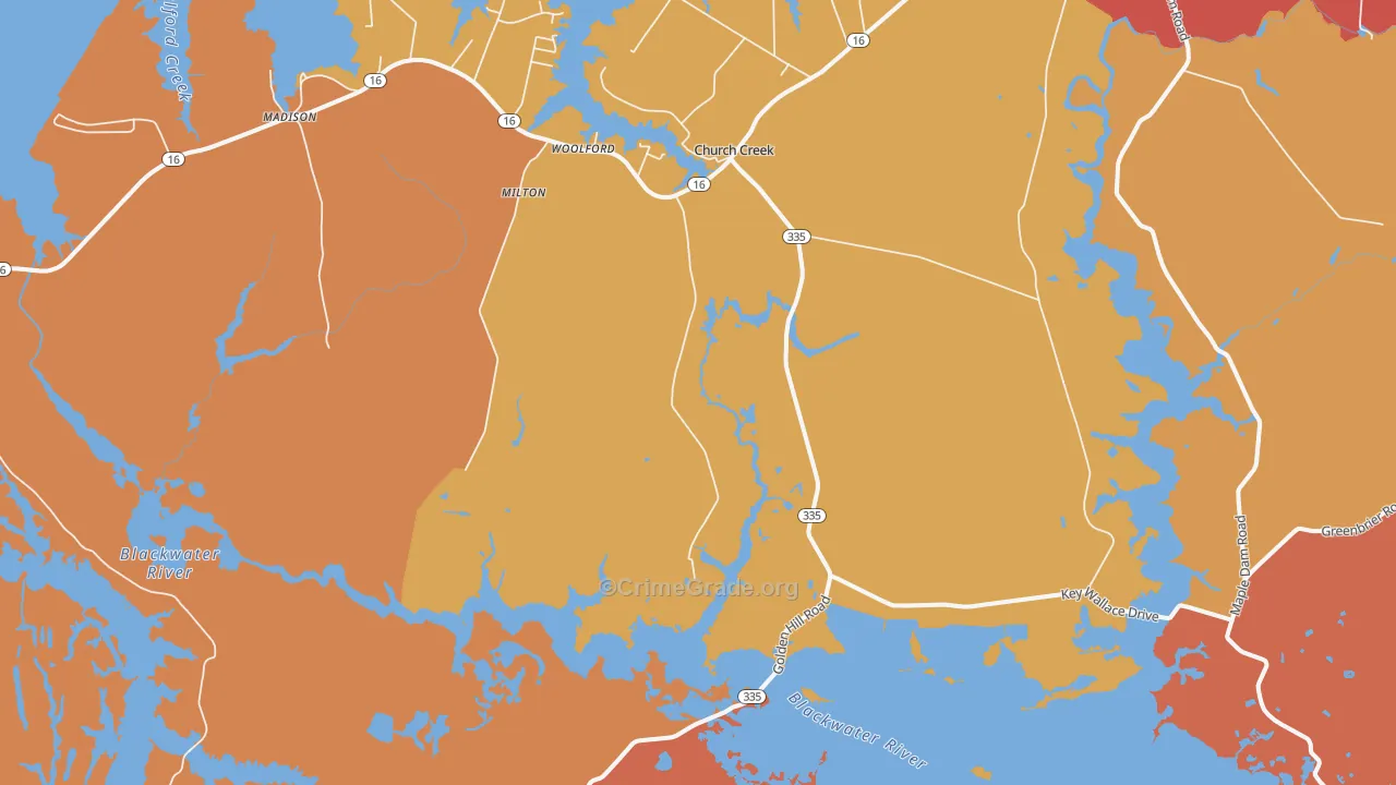 Church Creek, MD Map of Theft Rates