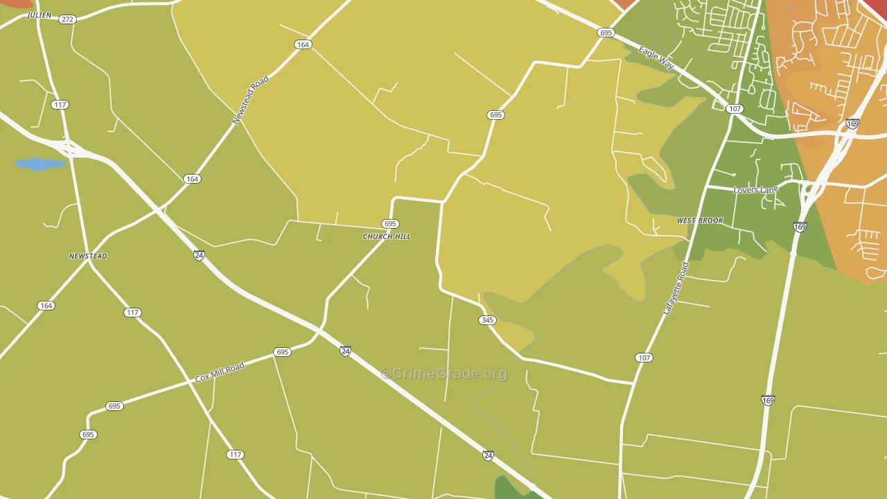 Church Hill, KY Map of Theft Rates