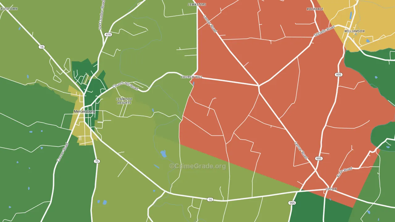 Church Hill, PA Map of Theft Rates