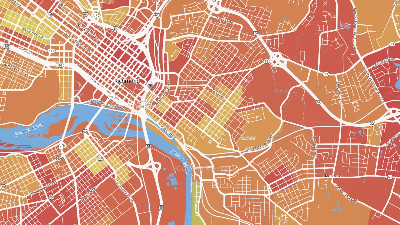 Church Hill, Richmond, VA Map of Theft Rates