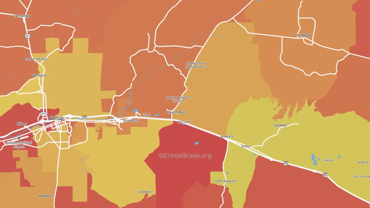 Church Rock, NM Map of Theft Rates