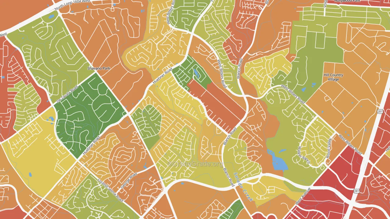 Churchill Estates, San Antonio, TX Map of Theft Rates