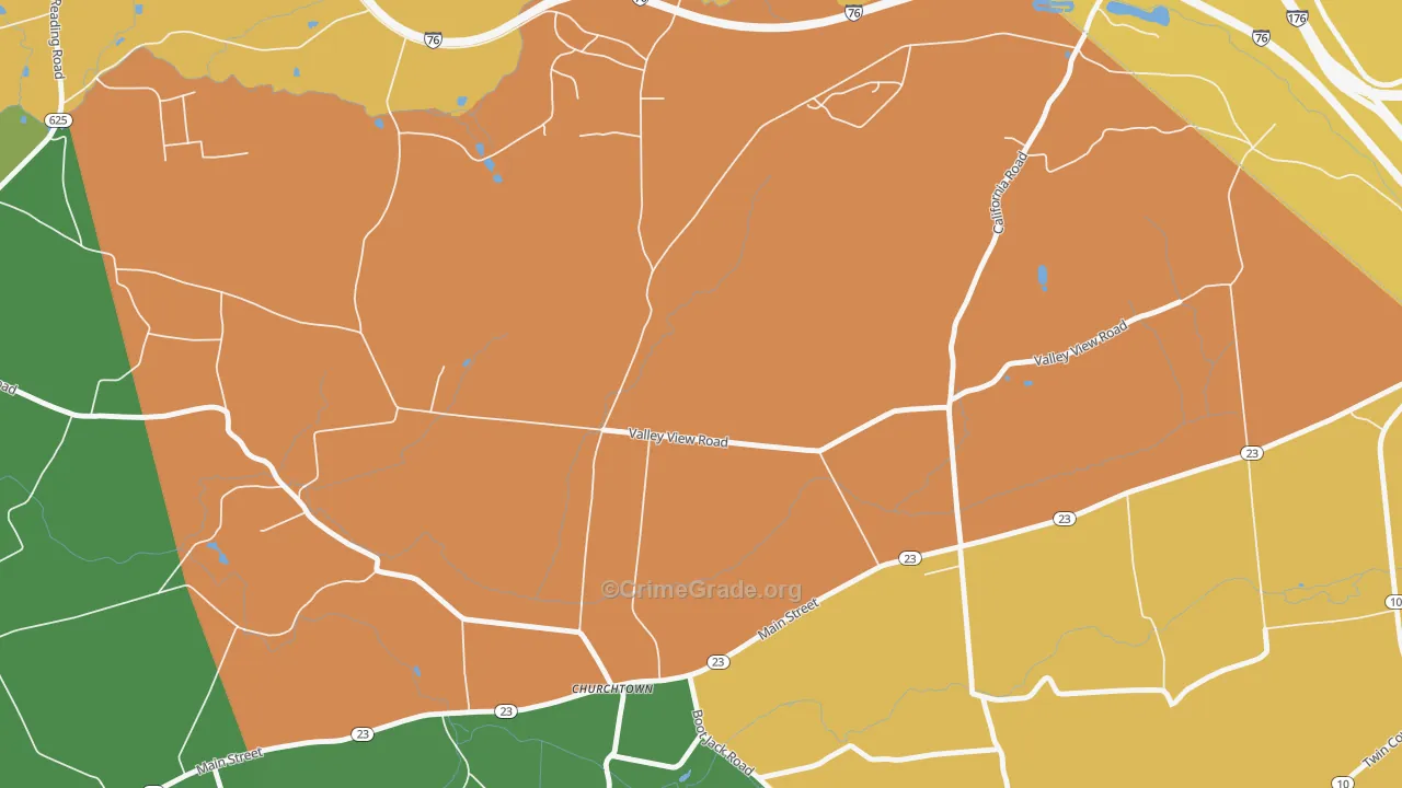 Churchtown, PA Map of Theft Rates