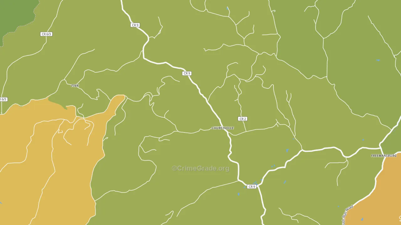 Churchville, WV Map of Theft Rates