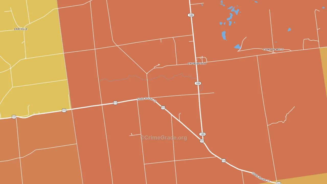 Churubusco, NY Map of Theft Rates