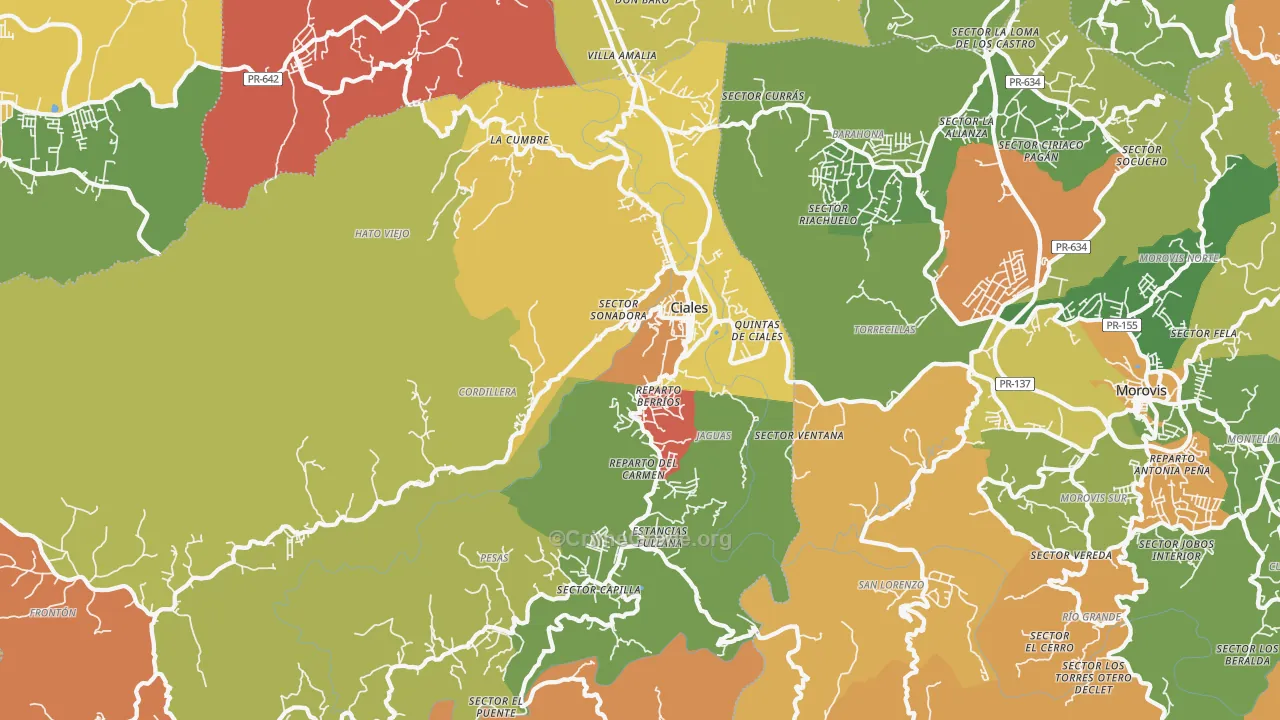 Ciales, PR Map of Theft Rates