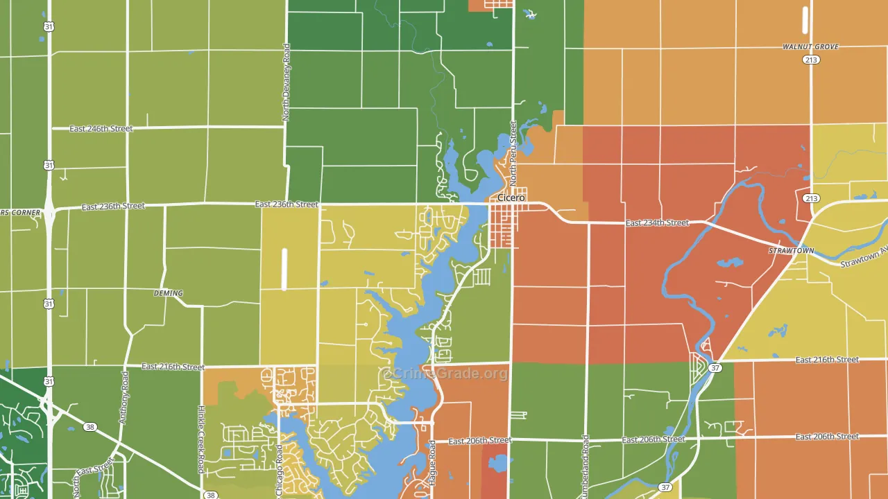 Cicero, IN Map of Theft Rates