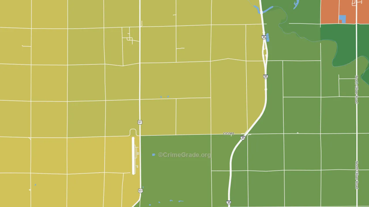 Cicero, KS Map of Theft Rates