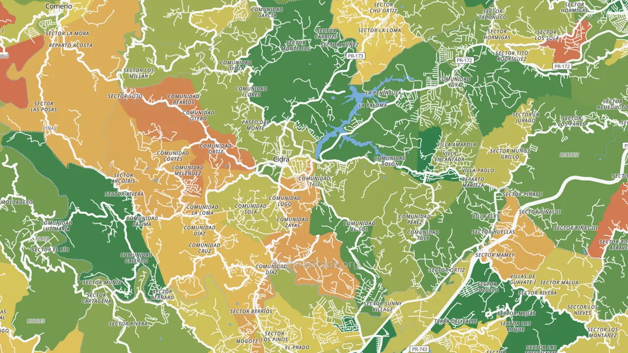 Cidra Municipio, PR Map of Theft Rates