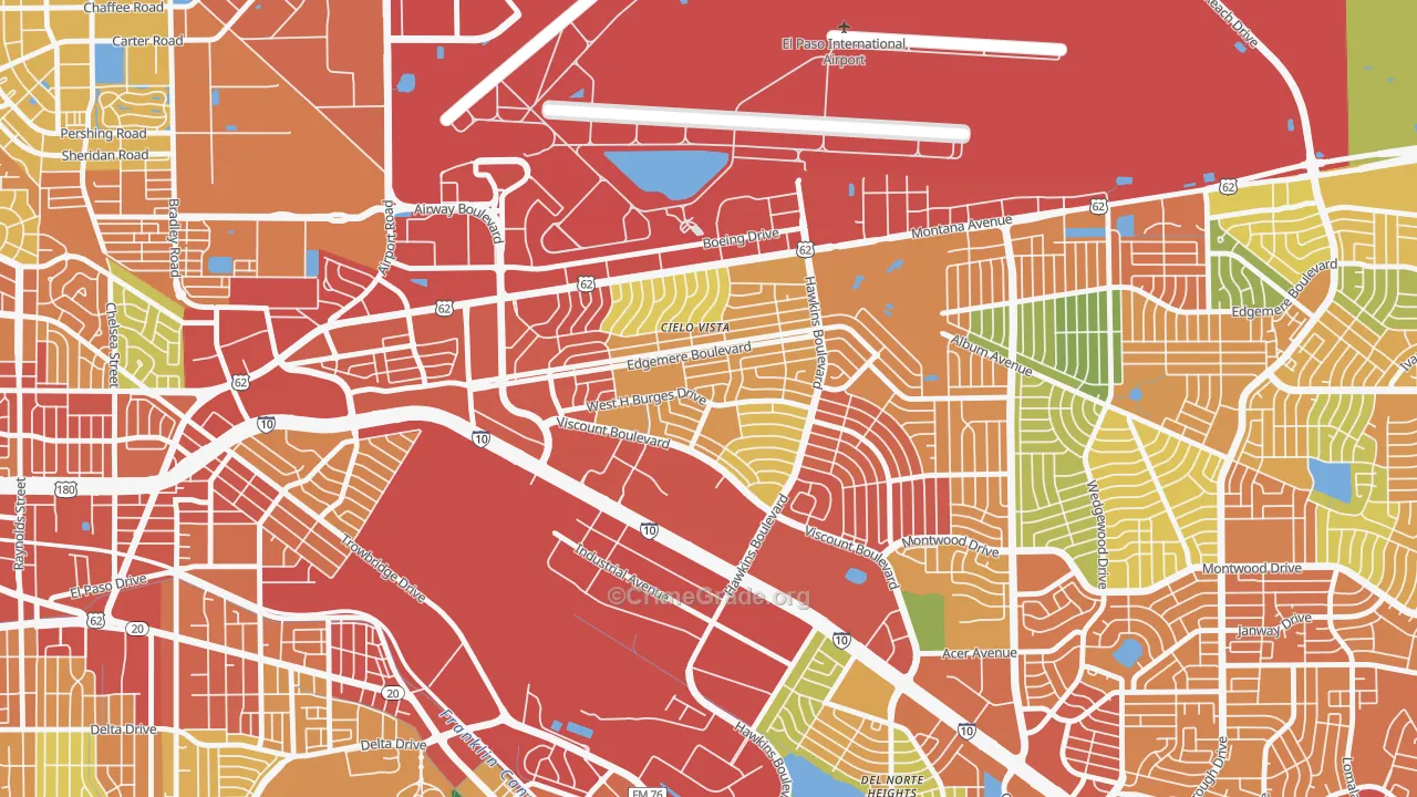 Cielo Vista South, El Paso, TX Map of Theft Rates