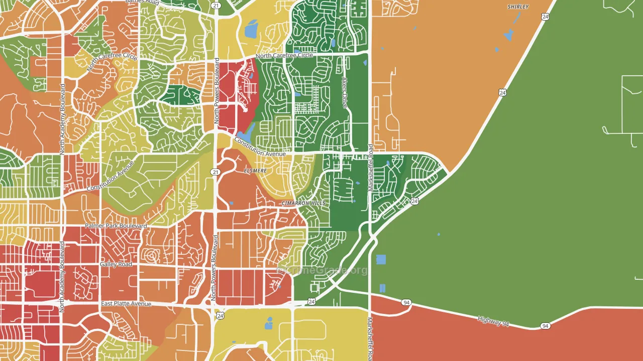 Cimarron Hills, CO Map of Theft Rates