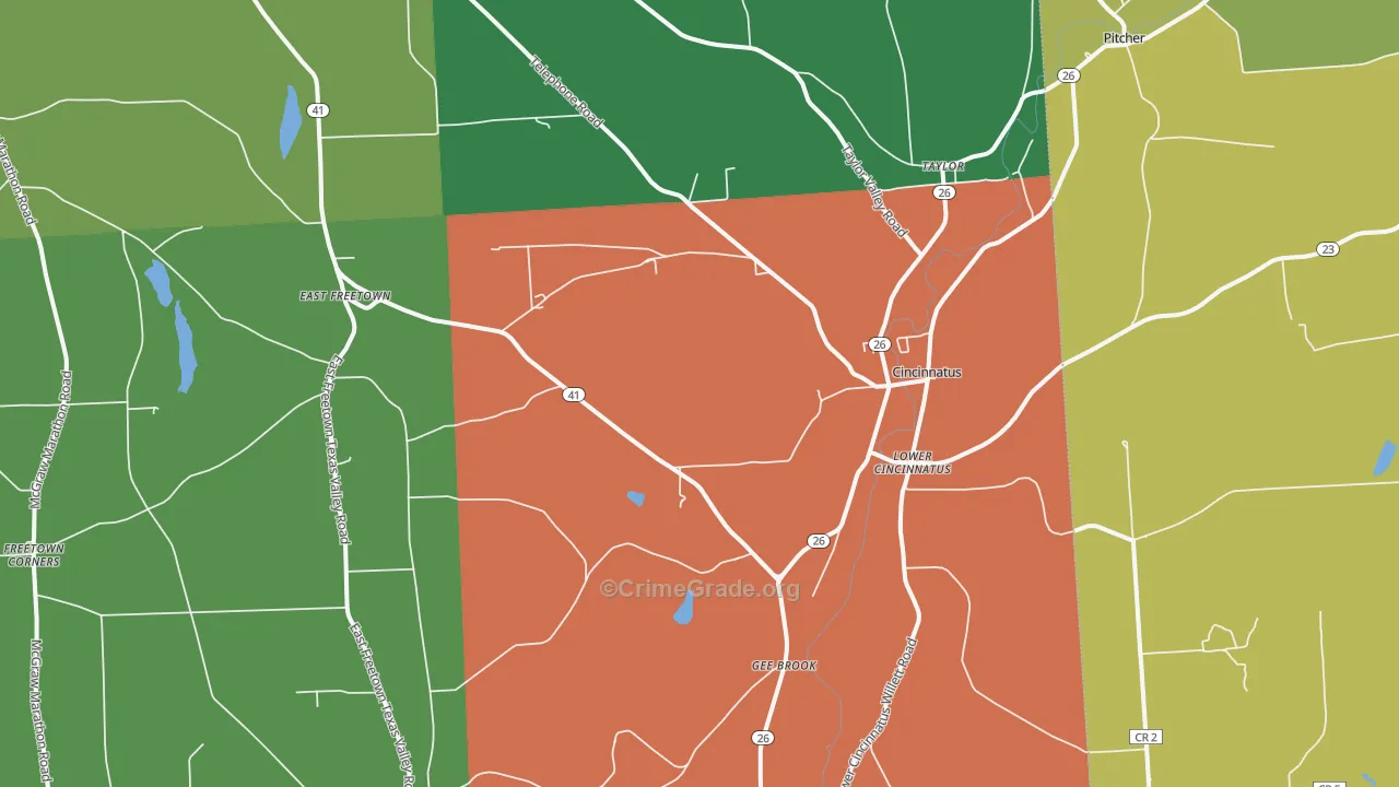 Cincinnatus, NY Map of Theft Rates