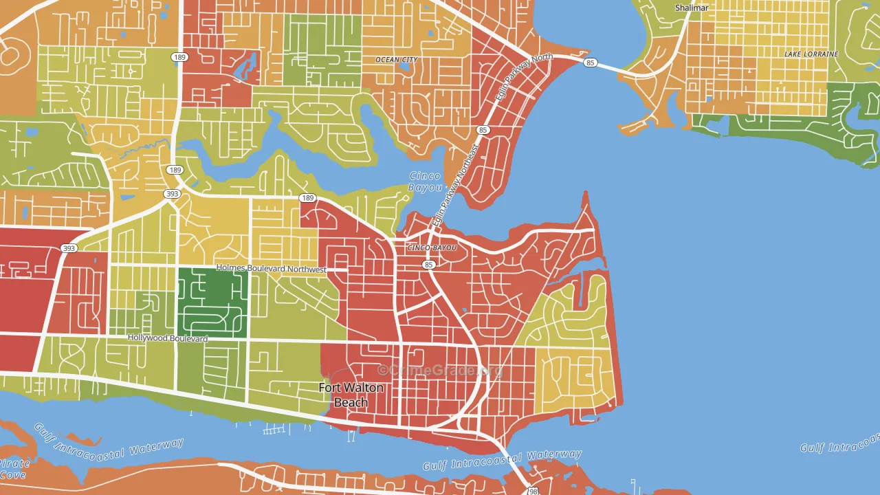 Cinco Bayou, FL Map of Theft Rates