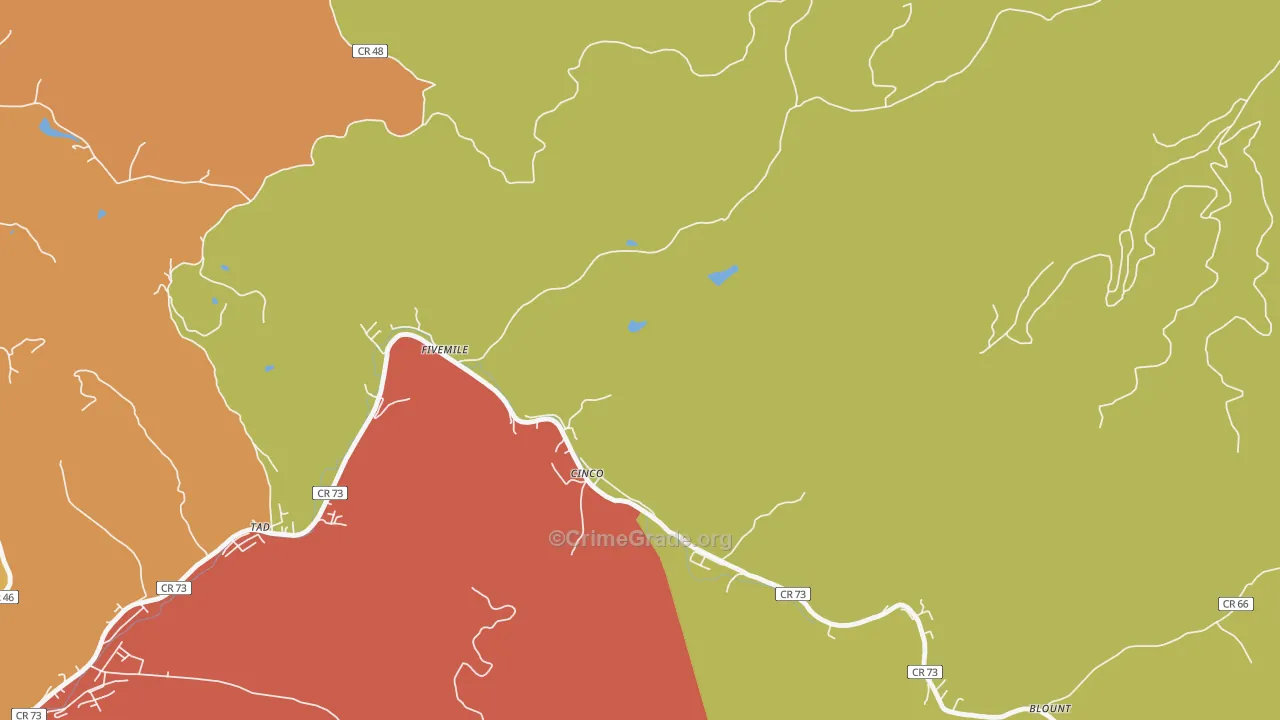 Cinco, WV Map of Theft Rates