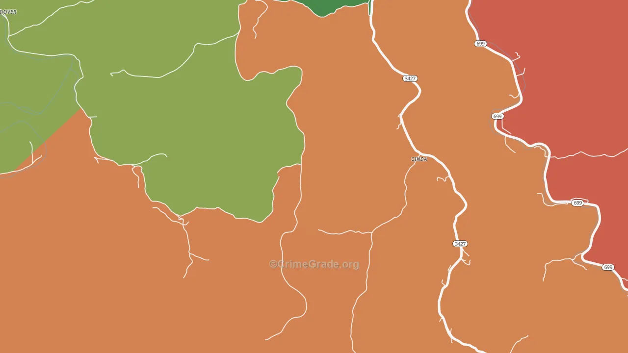 Cinda, KY Map of Theft Rates