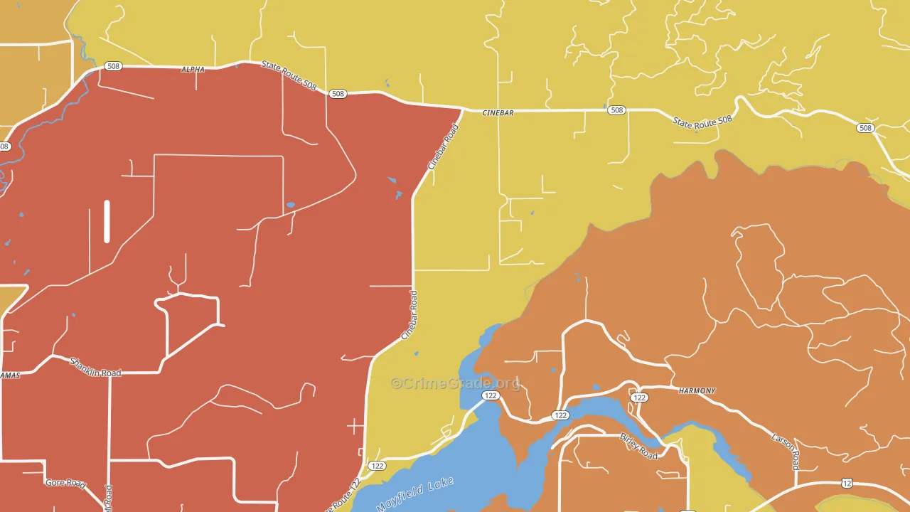 Cinebar, WA Map of Theft Rates