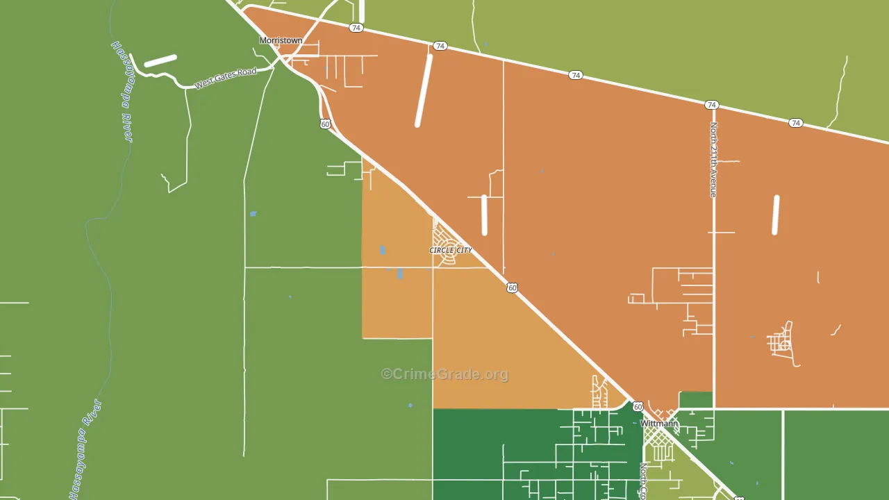 Circle City, AZ Map of Theft Rates