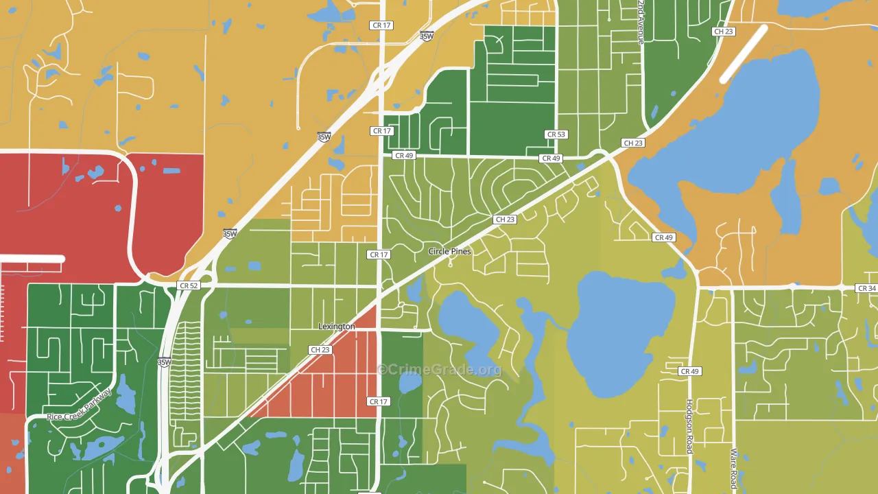 Circle Pines, MN Map of Theft Rates