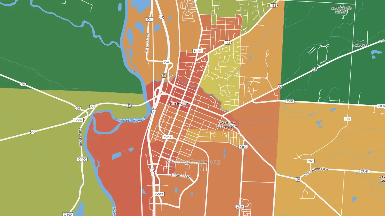 Circleville Historic District, Circleville, OH Map of Theft Rates