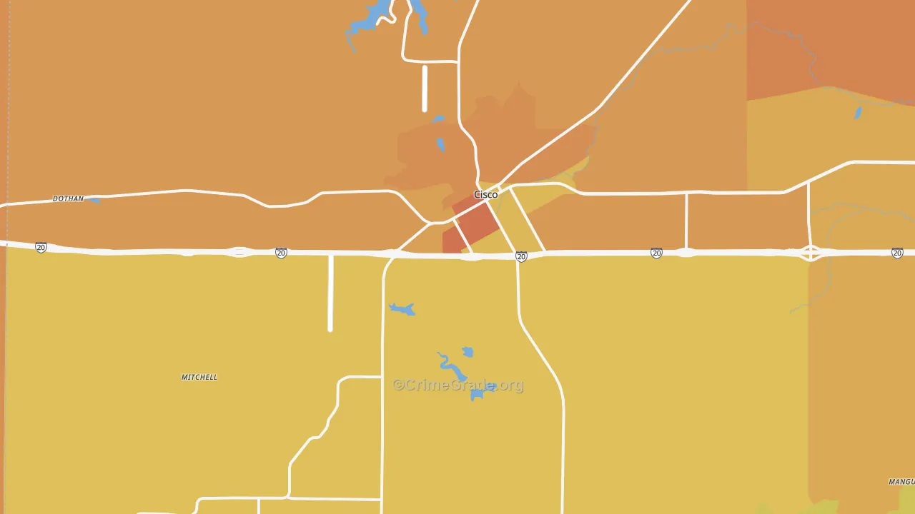 Cisco, TX Map of Theft Rates
