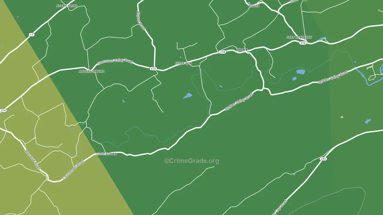 Cisna Run, PA Map of Theft Rates