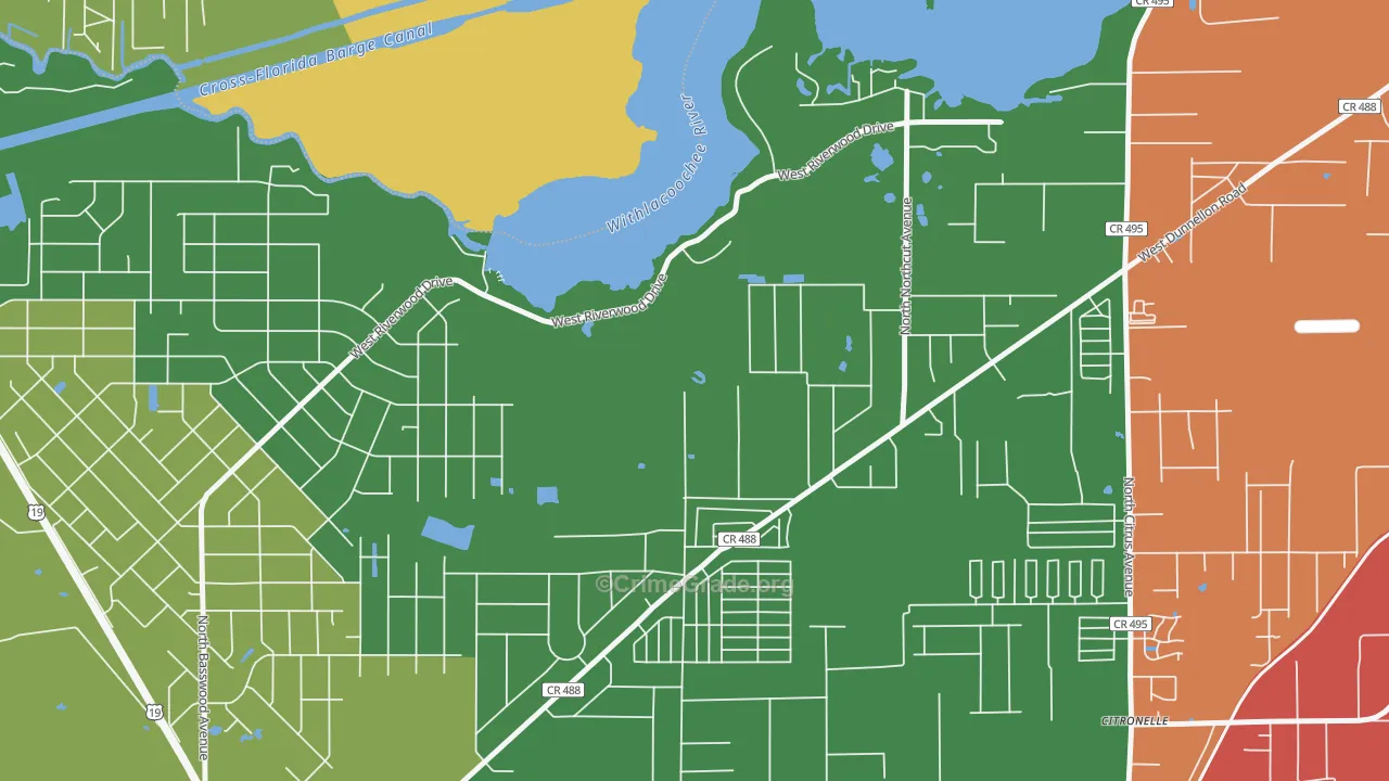 Citronelle, FL Map of Theft Rates