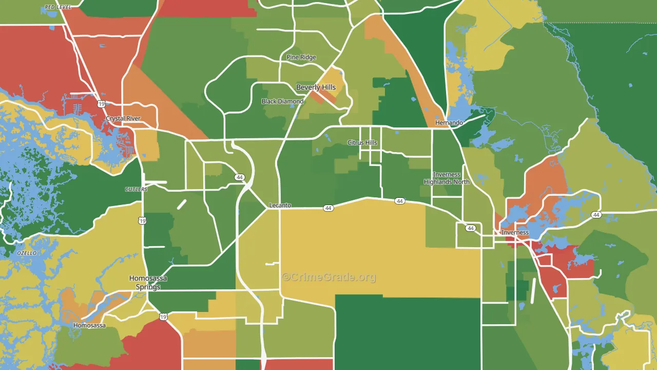 Citrus County, FL Map of Theft Rates