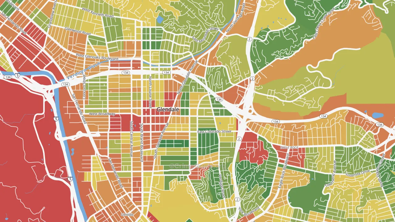 Citrus Grove, Glendale, CA Map of Theft Rates
