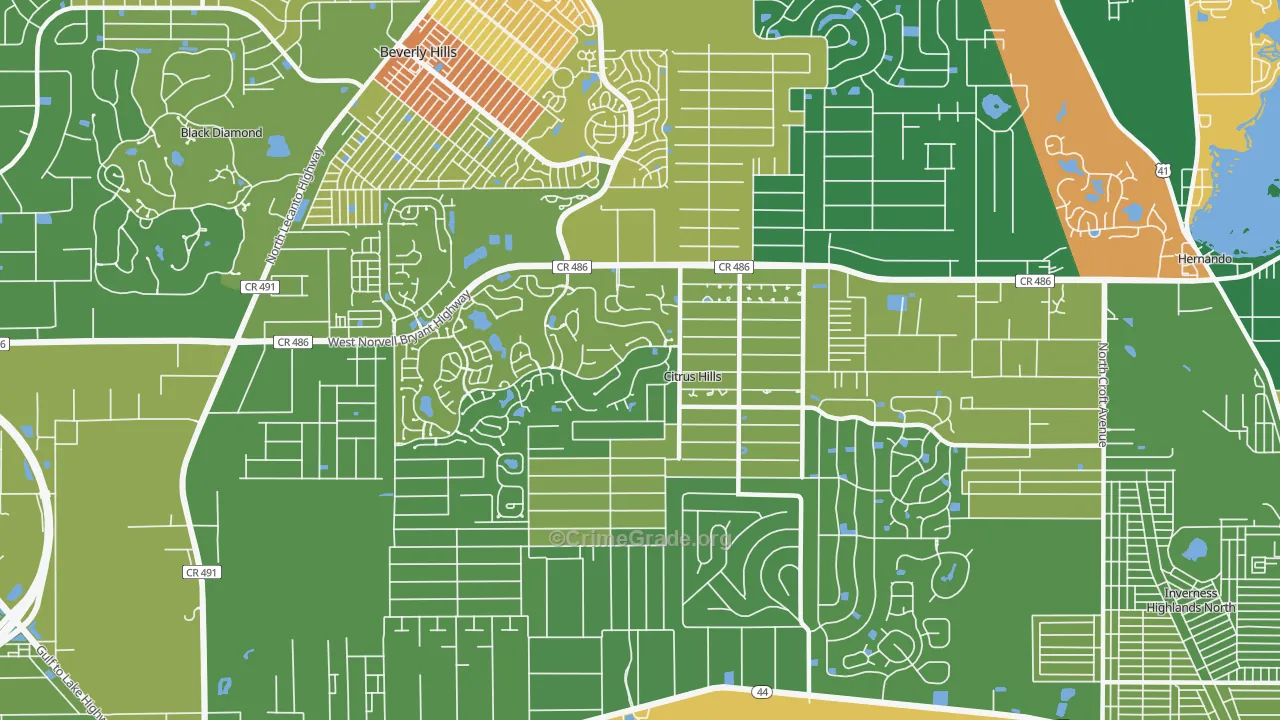 Citrus Hills, FL Map of Theft Rates
