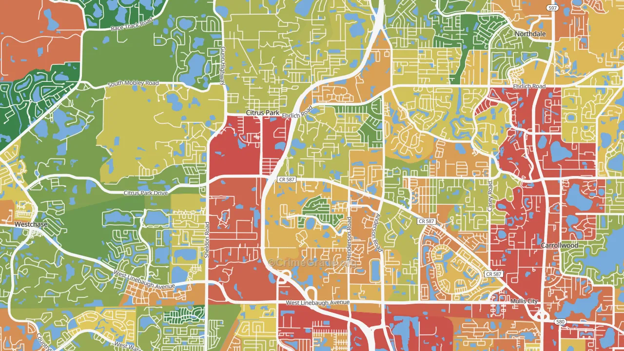 Citrus Park, FL Map of Theft Rates
